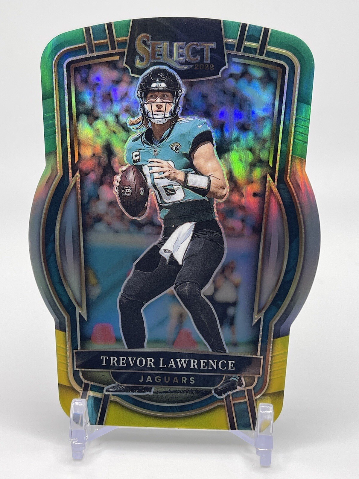 2022 Panini Select Trevor Lawrence Club Level Die Cut Green And Yellow