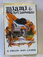 Vintage Delta Air Lines Destination Miami Fort Lauderdale Deck of Playing Cards