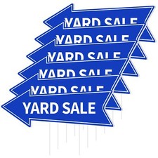 6PCS Yard Sale Signs Directional Arrow Signs with Stakes Double Sided Blue Ya...