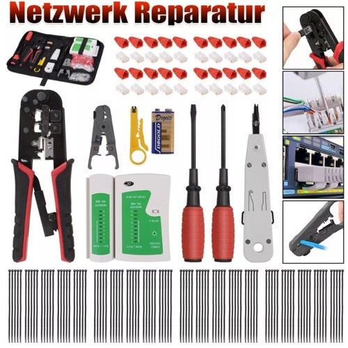 Netzwerk Reparatur Werkzeug Set Crimpzange Stecker RJ45 RJ11 UTP Netzwerktester* - Afbeelding 11 van 24