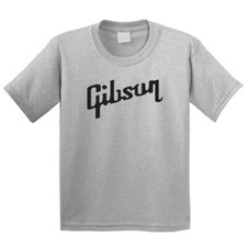 Gibson Logo Guitar Cool Gray Stylish Unisex Large T-Shirt