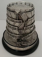 1933 ENGLISH STERLING FIGURAL MODEL GASOMETER GAS HOLDER STORAGE TANK TROPHY   