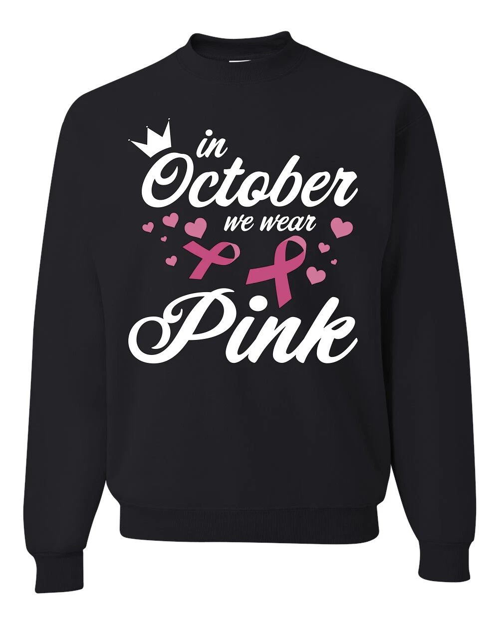 In October We Wear Pink Crown Unisex Crewneck Sweatshirt