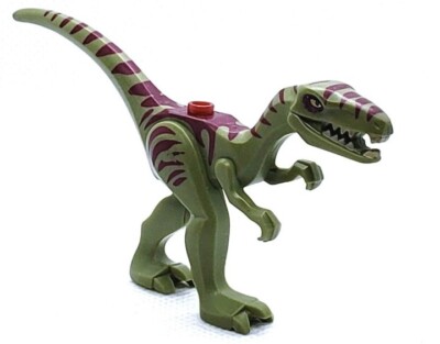 LEGO Minifigure Dinosaur Coelophysis Gallimimus Dark Red Stripes Dino