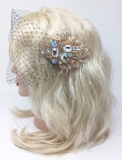 Wedding Birdcage Veil with Crystal Hair Clip, Wedding Headpiece for Bride