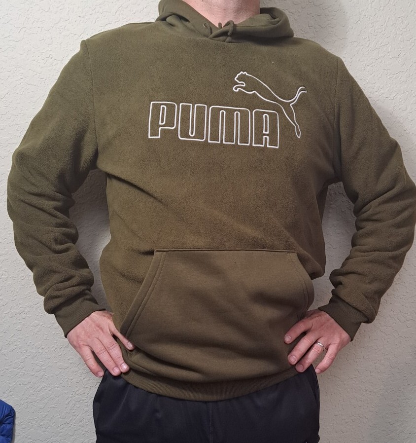 Puma  Mens Essentials Polar Fleece  Hoodie. OLIVE.Comfort Technology. M