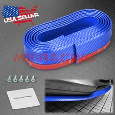 Universal Blue Front Bumper Lip Carbon Fiber Splitter Chin Spoiler Body Kit Trim