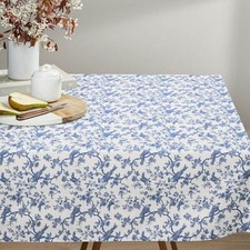 Toile de Jouy Birds Tablecloth Royal Blue Offwhite Various Size