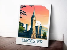 United Kingdom, Leicester 40x50cm Stretched Travel Canvas Wall Art Print