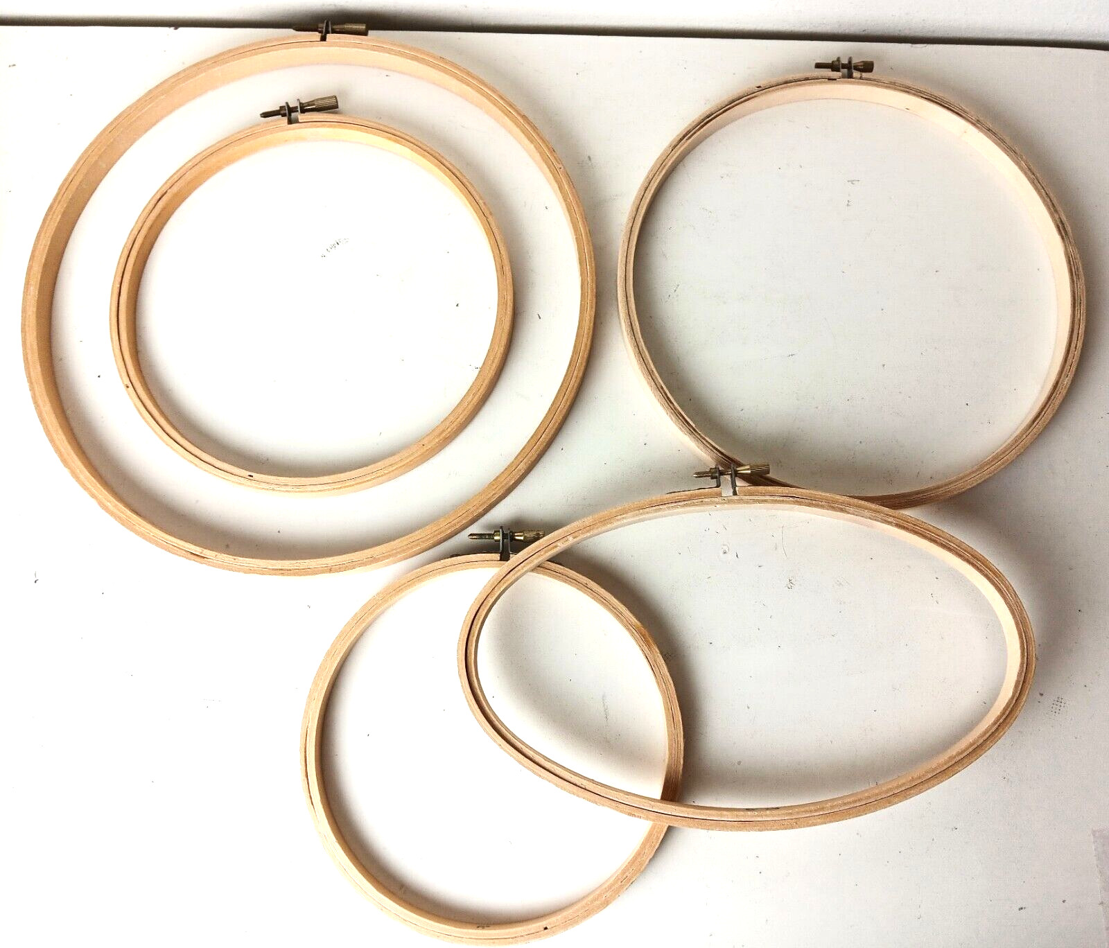 Vintage & New Wooden Embroidery Hoops Lot of 5 Round and Oval 6 7 8 10 Inch Wood