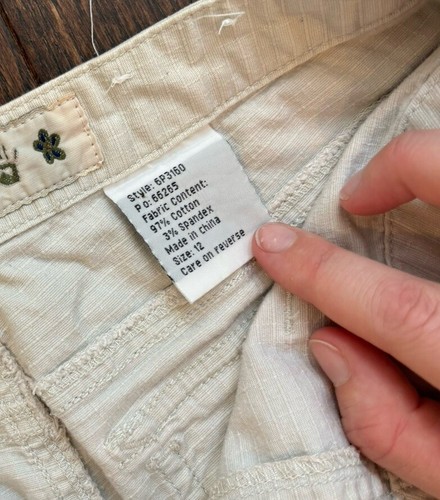 Pantalones Cortos Mudd Y2K Botín Tiro Bajo Con Cordones Beige Crema Talla 12 - Imagen 4 de 11