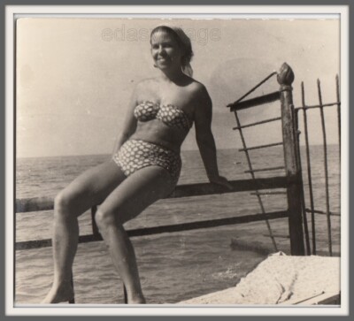 Very pretty young woman Beach Swimsuit Bikini Beautiful smile Nice pose photo