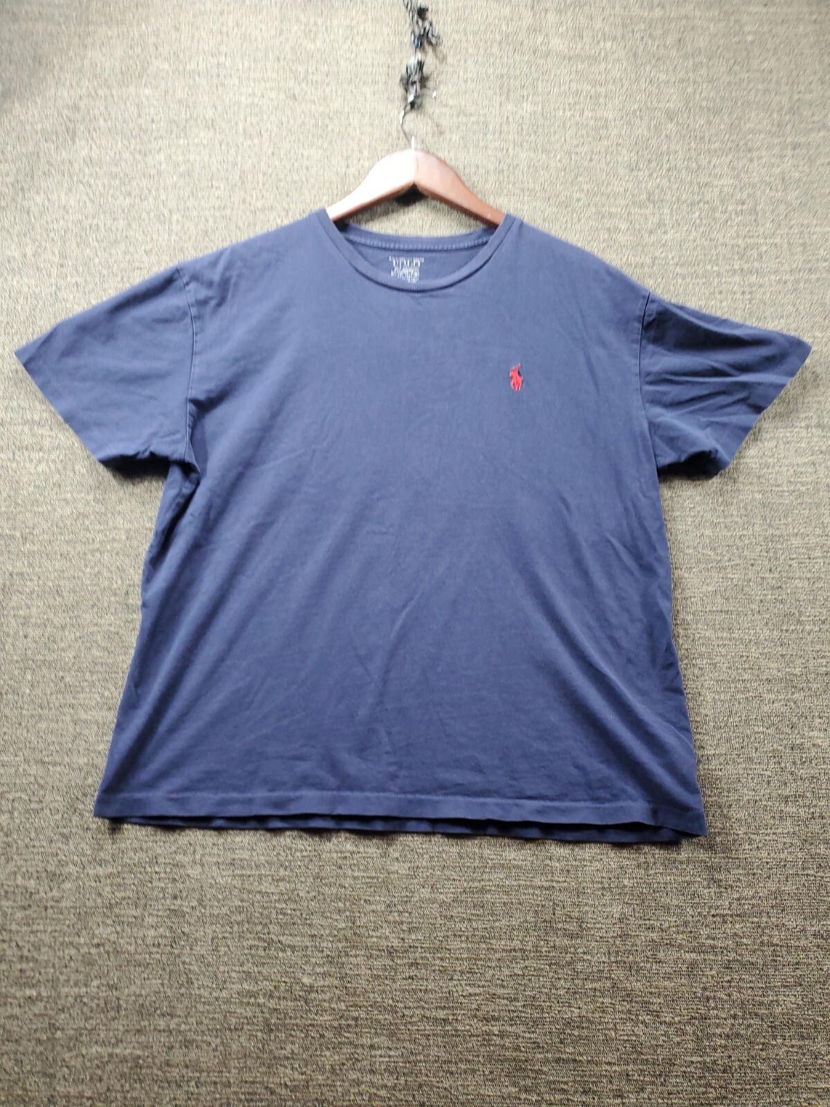 Polo Vintage Ralph Lauren T Shirt Uomo Large Blu Punto Singolo Pony Rosso
