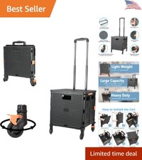 Portable Folding Utility Cart with Telescoping Handle - Lightweight  Durable