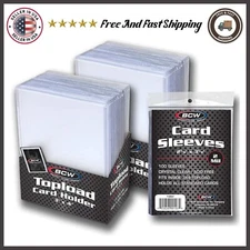 Trading Card Sleeves Hard Plastic Clear Case Holder 100 Baseball Cards Topload