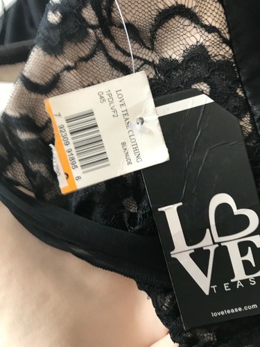 NUOVO abito Junior Love Tease taglia small nero pizzo orlo a bolla 26" vita 36" lungo - Foto 6 di 6