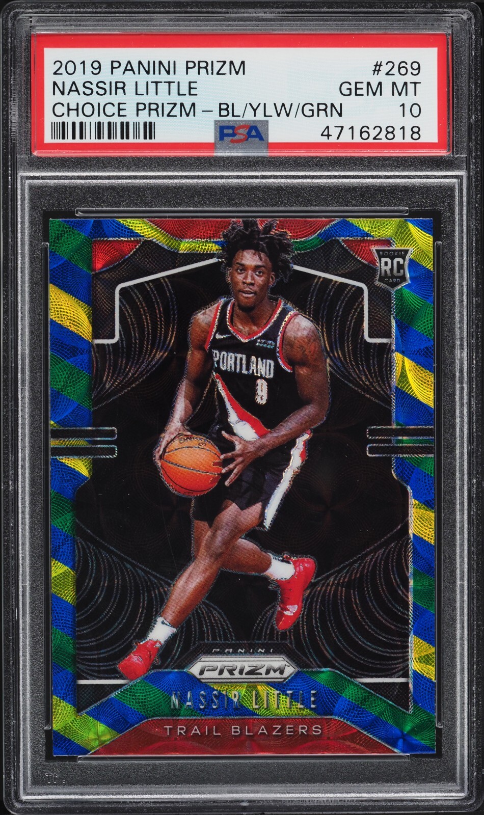 2019 Panini Prizm Choice Blue/Yellow/Green Prizm Nassir Little RC PSA 10