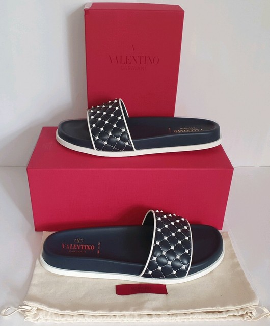 Authentic valentino Garavani Rockstud Navy & White Spike Pool Slides 40 Uk7 for sale online | eBay