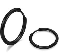 8mm Black Steel Hoop Earrings Cartilage Earring 20g