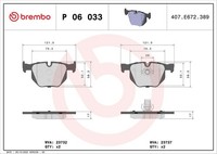 Brembo Bremsbelagsatz, Scheibenbremse P 06 033 FüR Bmw