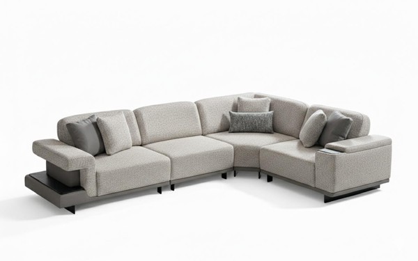 Wohnzimmer Set Modern Grau Designer-Ecksofa L-Form Komfortabel Stoff-image
