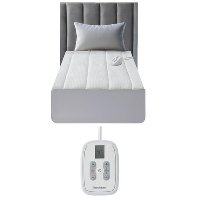 Brookstone Matelass Knit Heated Mattress Pad Twin Size 10 Heat Settings Auto