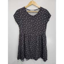Vestido Patinador Comida Chatarra AC/DC Rayo Logo Botón Delantero Negro Para Mujer M
