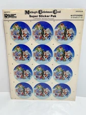 Vintage Christmas, Mickey Mouse Stickers, 1980, Hal Leonard Publishing Sealed