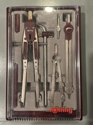 Rotring Drafting Tools Convex 7 pcs Compass Set in Case Germany