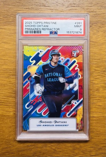 2025 Topps Pristine Shohei Ohtani Primaries Refractor #281 06/10 Dodgers PSA 9