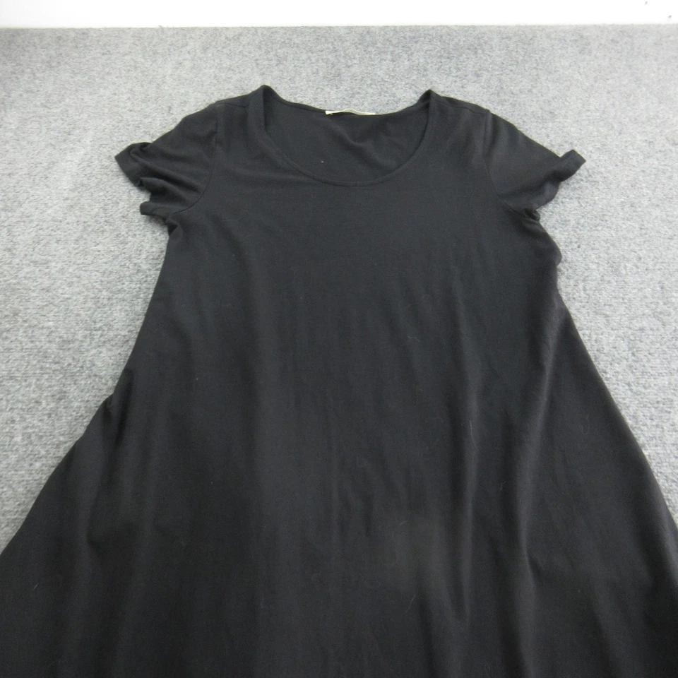 Vestido Peruvian Connection para mujer grande negro manga corta tejido jersey Foto 2 de 4