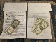 2 Vintage Magic Tricks - Blanks To Bills $2 & Rising Dollar Bill - New