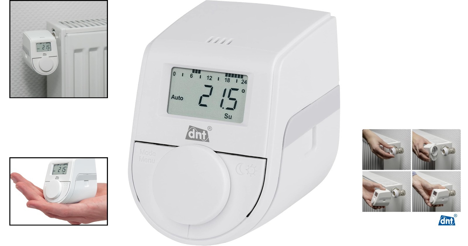 Thermostat de radiateur intelligent blanc ThermoTune pour un salon toujours chaud