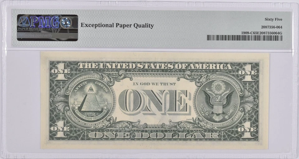 PMG Gem Unc 65 EPQ $1 1977 Philadelphia, PA US Federal Reserve Fr#1909-C *6902 - Image 2 of 3