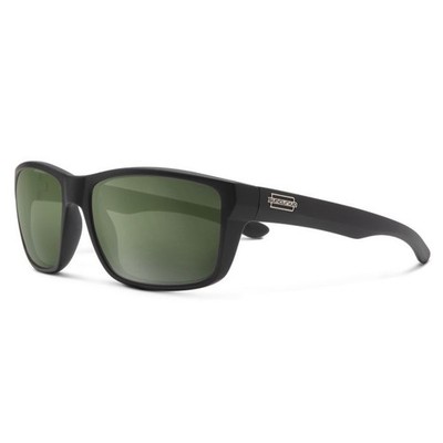 Suncloud Mayor Sunglasses, Matte Black Frame, Polarized Gray Green Lens