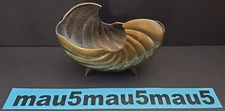Vintage Solid Brass Enesco Shell Dish Pot Planter MCM Nautilus Seashell Footed
