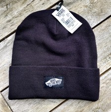 Genuine VANS Taller BLACK Patch Logo BEANIE Cuff Hat UNISEX SUPER COMFY vanbox