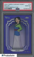 2024 Topps Chrome Disney Purple Refractor #79 Mulan 185/199 PSA 10 GEM MINT