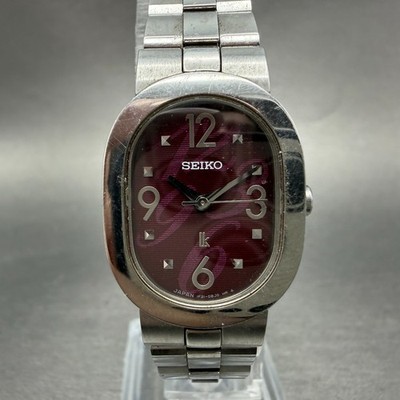 Seiko Lukia Watch Women 21mm Red Dial Silver Tone Oval 1F21-0AZ0 New Battery