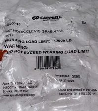 Gancho de agarre con horquilla Campbell 4503415 de aleación 5/16 in, 12000lbs miniatura 4