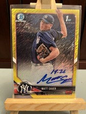 2018 Bowman Chrome Matt Sauer Yellow Shimmer Refractor /10 DODGERS