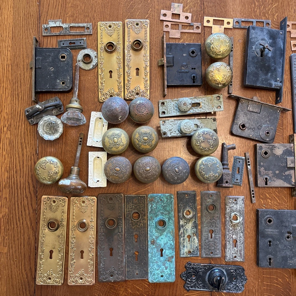 1900 Iowa Door Hardware Lot For Restoration Antique Huge Handles Strikes Locks++ - Image 2 of 4