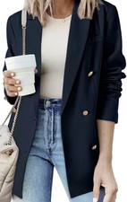 Women  s Blazer Navy Blue Double Breasted With Gold Buttons