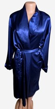 Vtg 1996 Victoria's Secret Navy Blue Satin Wrap Robe 90s Kimono Women XS/S Glam