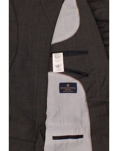 BROOKS BROTHERS Mens Fitzgerald 2 Button Blazer Jacket UK 42 XL Grey Wool VQ10 - Picture 3 of 3