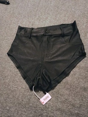 Forplay Stretch Booty Shorts, Size S  Black Silky   NEW 