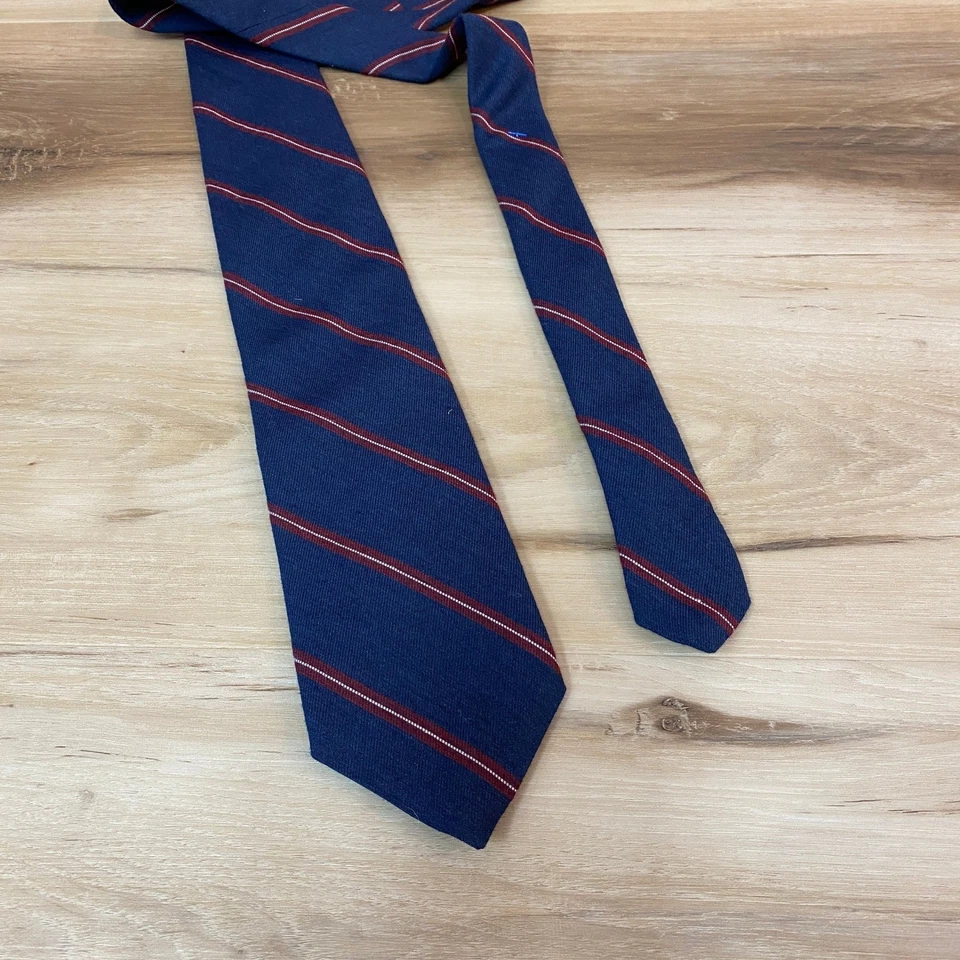 Corbata Brooks Brothers para hombre lana de seda tela italiana a rayas azul marino rojo Foto 4 de 4