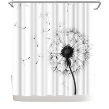 Dandelion Shower Curtain White Country Bathroom Decor 72" W x 72" H