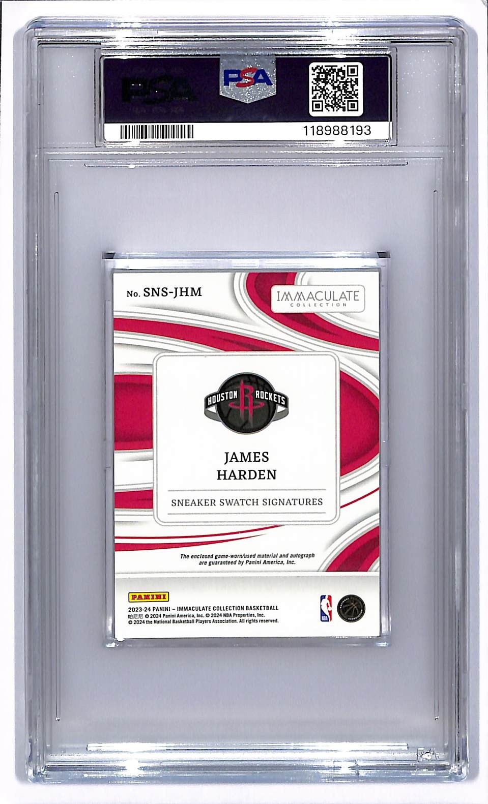 2023-24 Immaculate James Harden Sneaker Signatures Red Auto Autograph #/5 PSA 9 view 2
