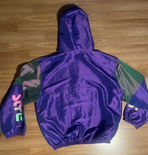 VTG Surf Style Windbreaker Jacket Men XL One Size Iridescent Purple Hood Retro - Picture 6 of 8